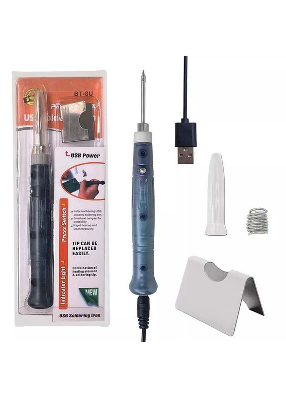Паяльник BT-8U портативний з підставкою, живлення USB 5V, 8W, 350 - 450°C No Brand (322567945)