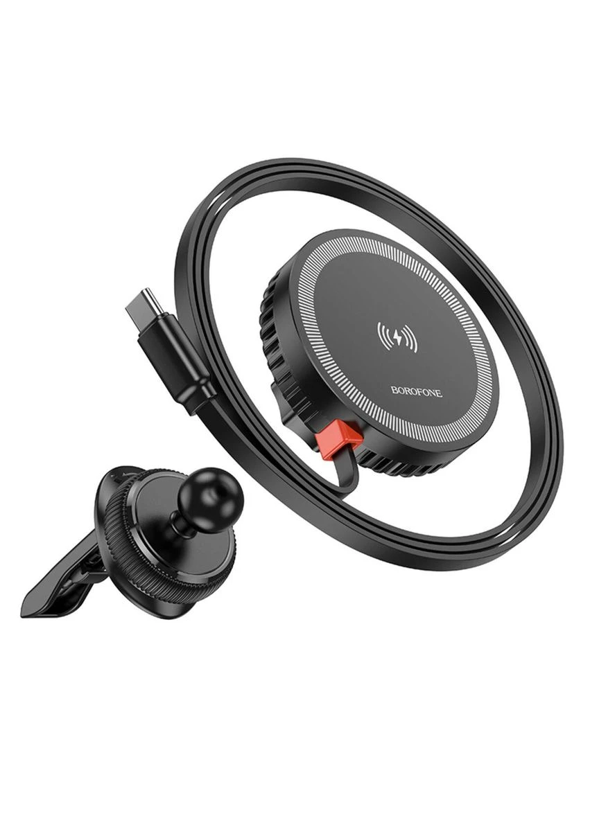 Тримач для мобiльного з БЗП BH207 Mona retractable magnetic wireless fast charging car holder(air Borofone (301089811)