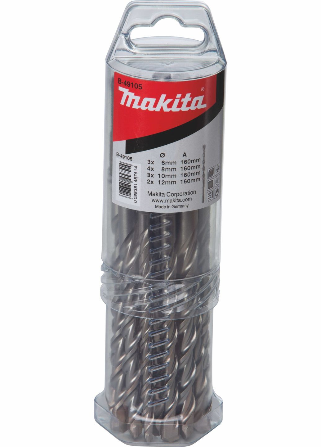 Набір бурів SDS-Plus V-Plus B-49105 (6/8/10/12 мм, 160 мм, 12 шт) свердла (30468) Makita (295034634)