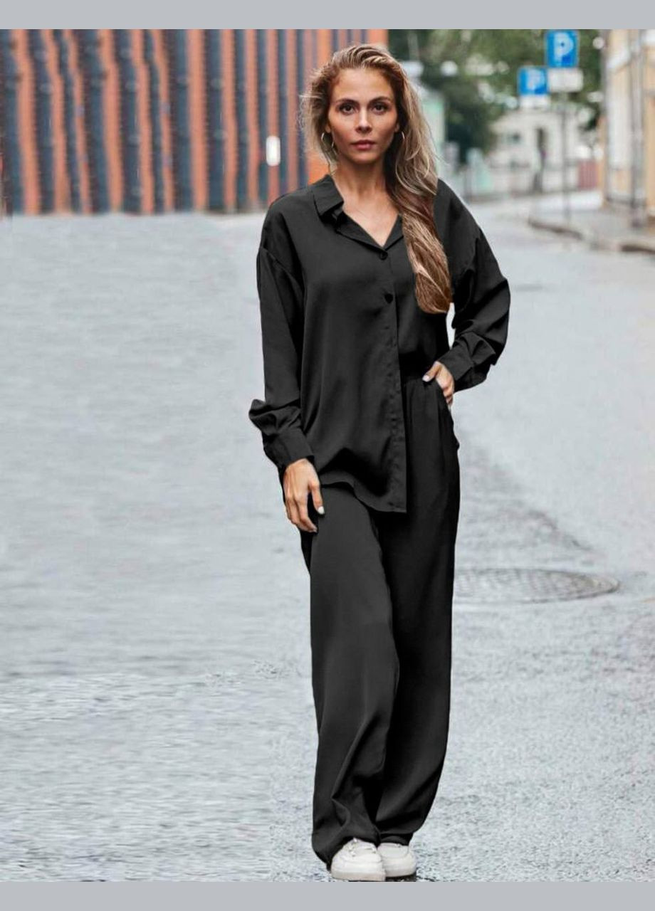 Женский костюм рубашка и брюки цвет черный р.54/56 452149 New Trend (285711189)