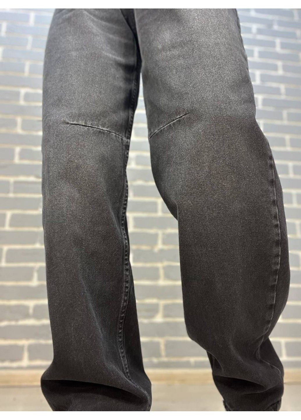 Джинси жіночі Q-4 3013 Skaiter баггі вільні оверсайз шви на колінах затяжка на таліі чорні No Brand - (307173456)