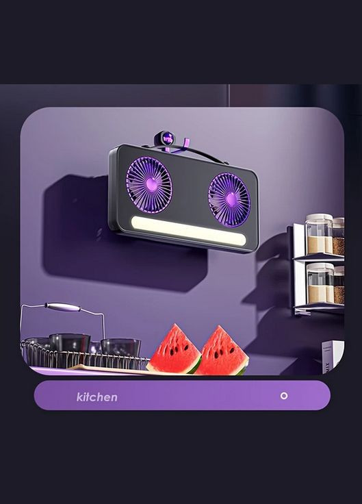 Вентилятор настольный аккумуляторный портативный fan S32 черный 3Вт подсветка No Brand (327422252)