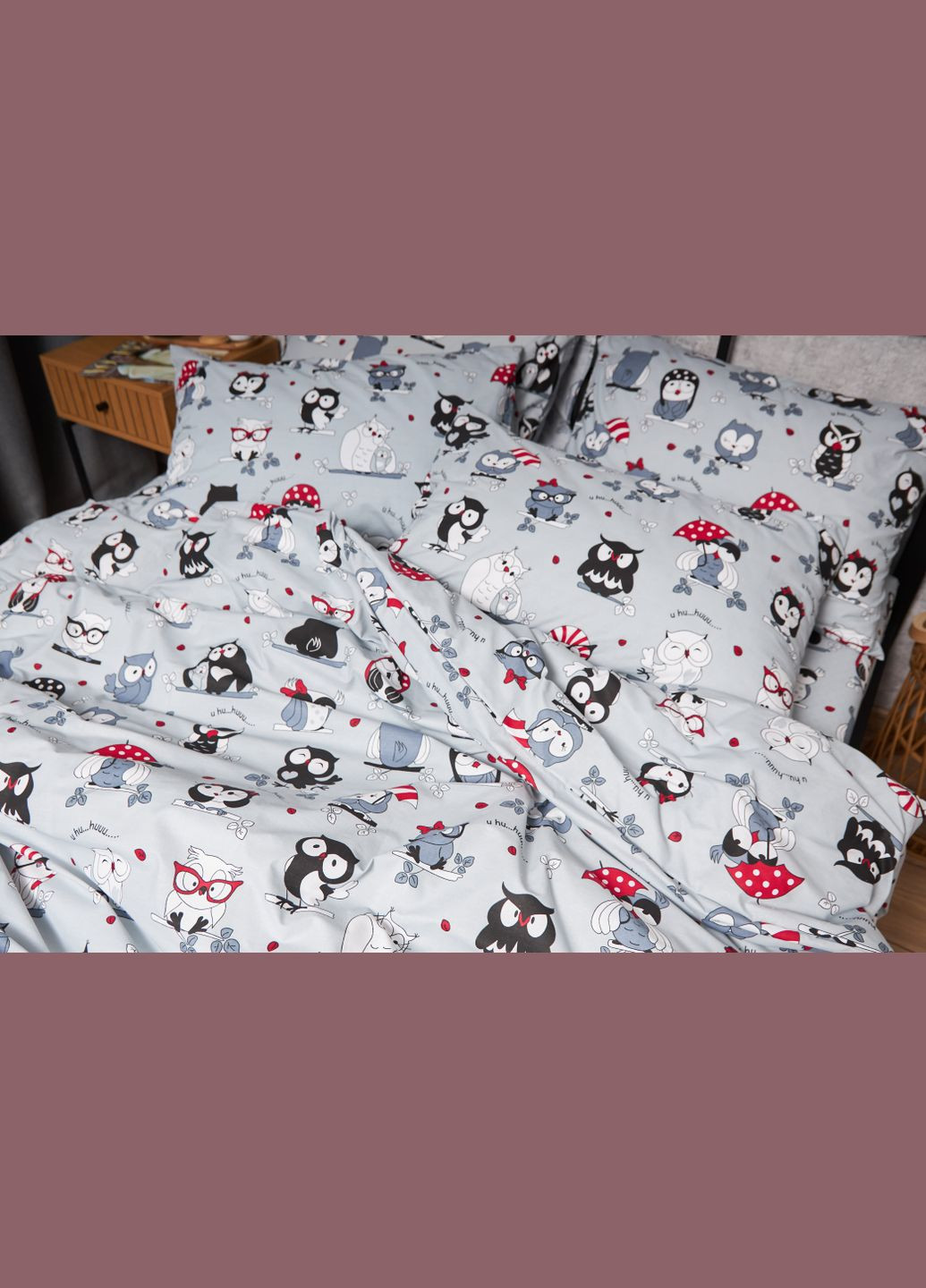 Комплект постільної білизни Бязь Gold Люкс «» сімейний 143х210х2 наволочки 2х40х60 (MS-820005485) Moon&Star Owls Gray (296909801)