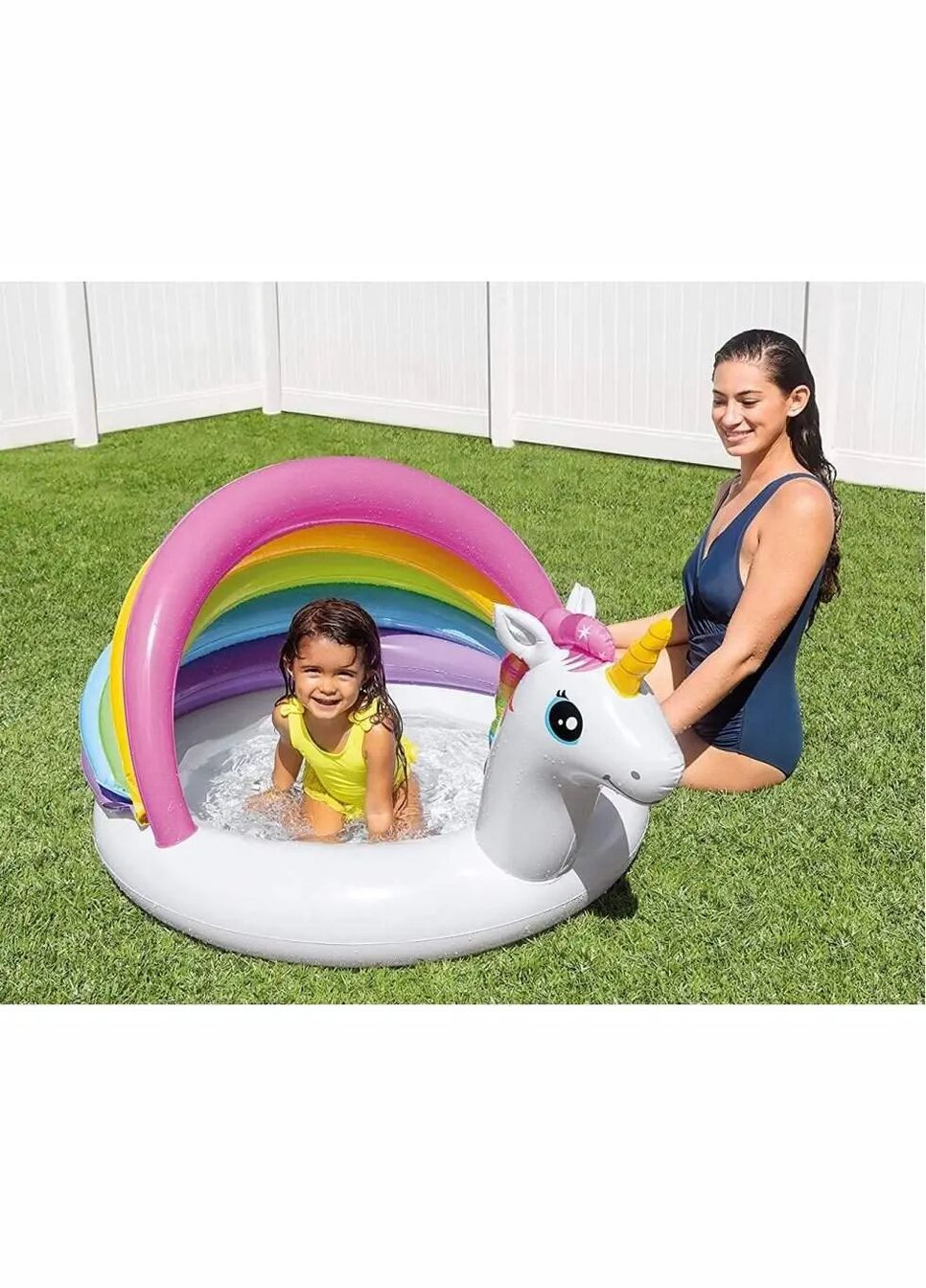 Дитячий надувний басейн 57113 «Єдиноріг» з навісом, 127 х 102 х 69 см Intex (298690304)