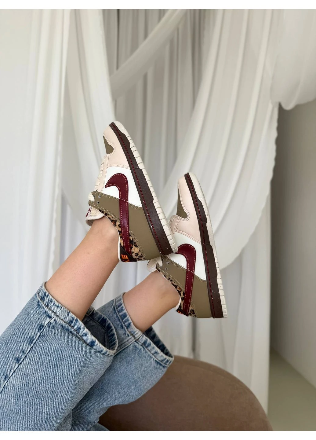 Бежеві літні кросівки nike dunk beige leo найк данк No Brand