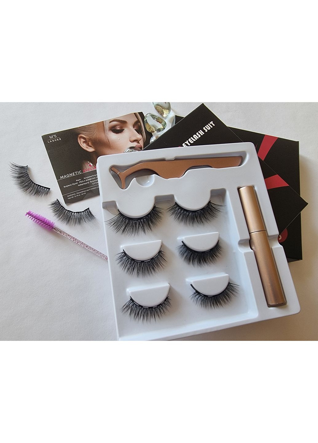 Наращивание многоразовые ресницы микс моделей + магнитная подводка Универсальный набор Magnetic Lashes (366668506)