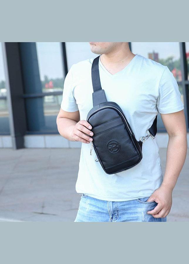 Чоловіча шкіряна бананка на груди Feidikabolo нагурдна слінг сумка чорна OEM (316471064)