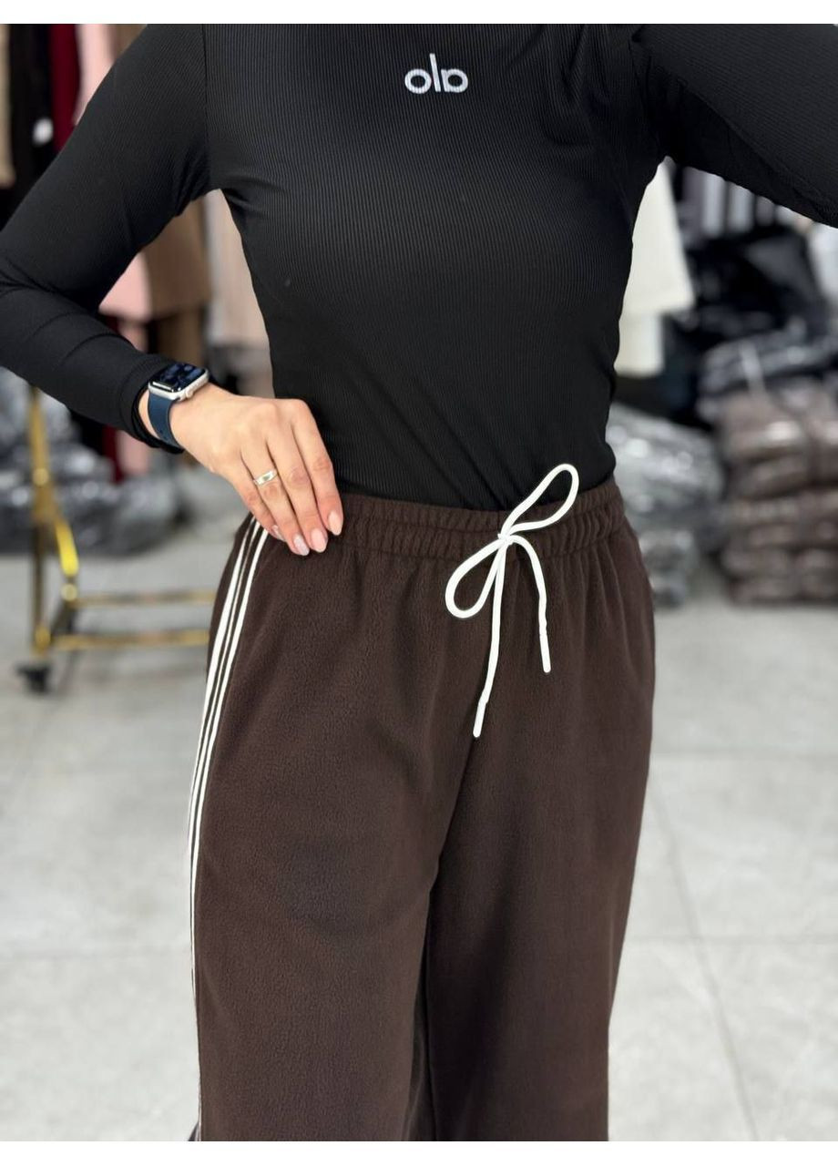 Штани жіночі теплі флісові прямого крою з лампасами No Brand (363619186)