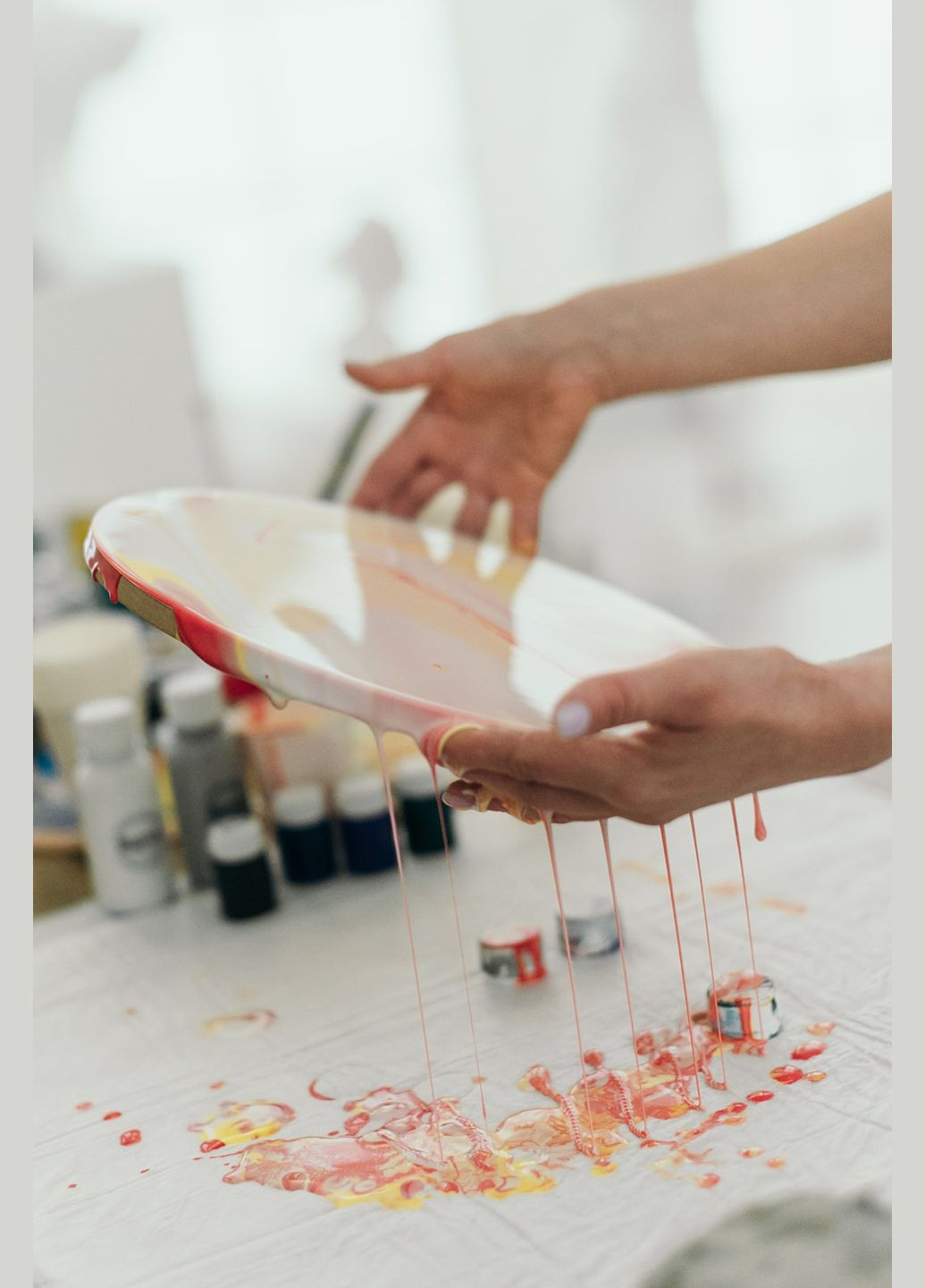 Подарочный набор для создания картины в технике абстрактной живописи жидкий акрил Палитра "Нептун". Квадрат 30 см Barva (315891043)