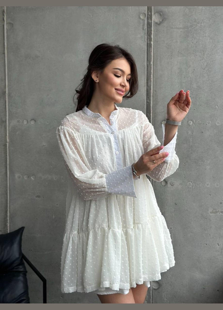 Молочное праздничный, вечернее женское платье мини Avanti