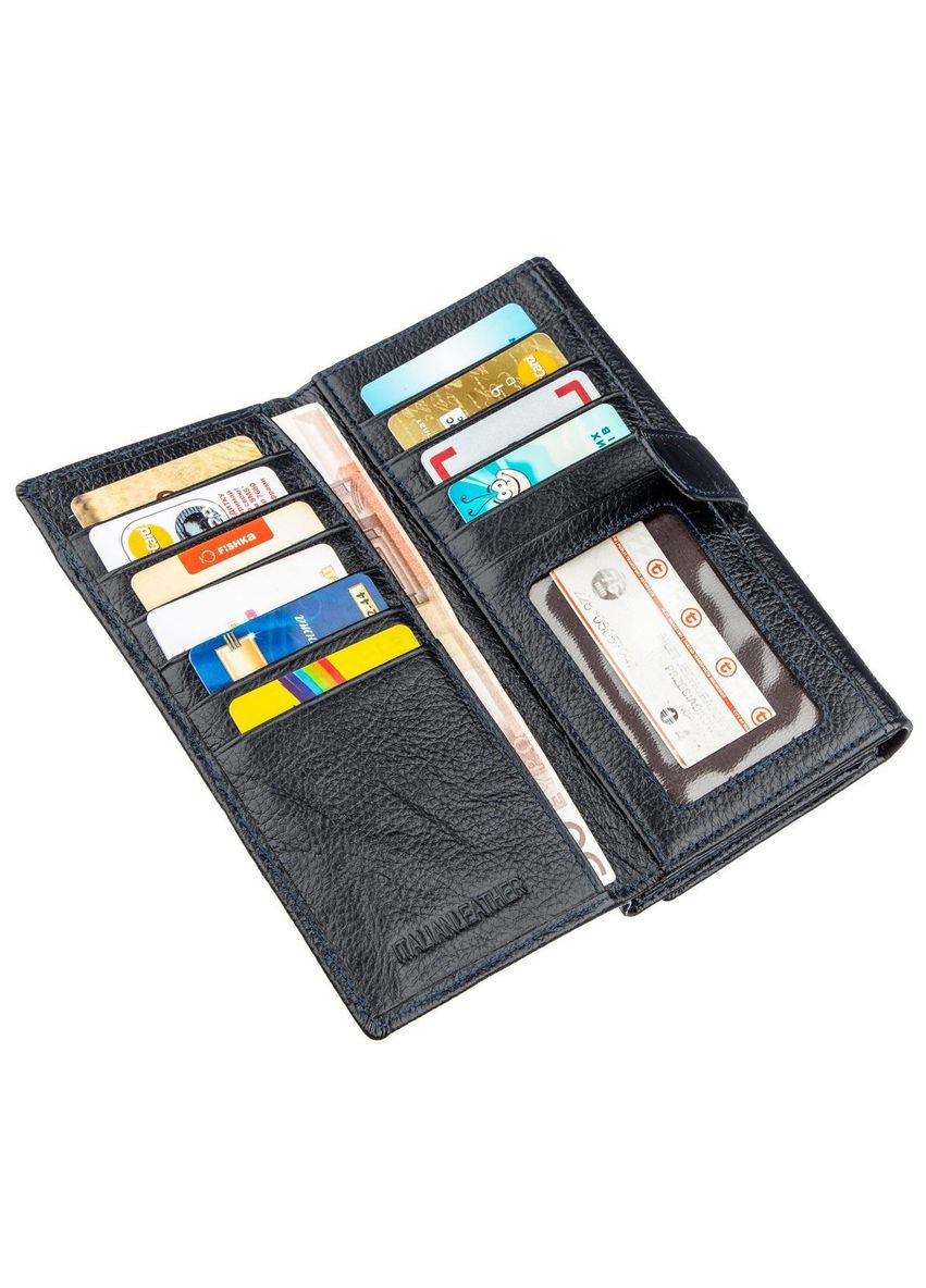 Жіночий гаманець з натуральної шкіри клатч з візитницею з монетницею 18880 Сіро-синій st leather (306881807)