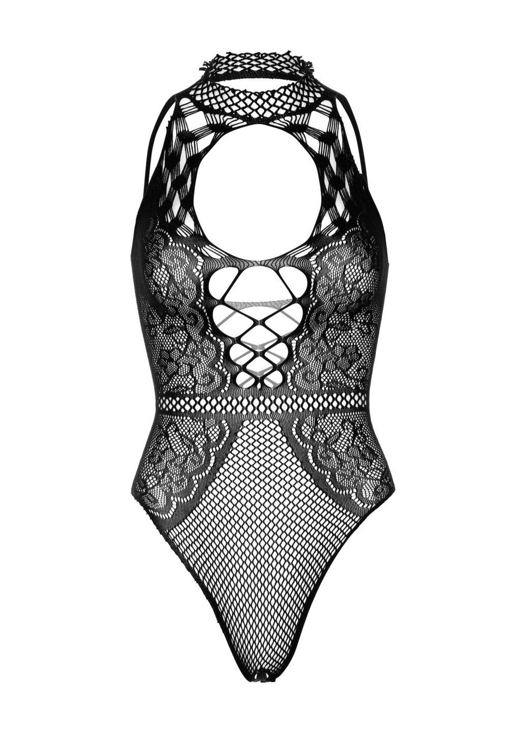 Боді Net and lace halter bodysuit Black OS - CherryLove Leg Avenue чорний