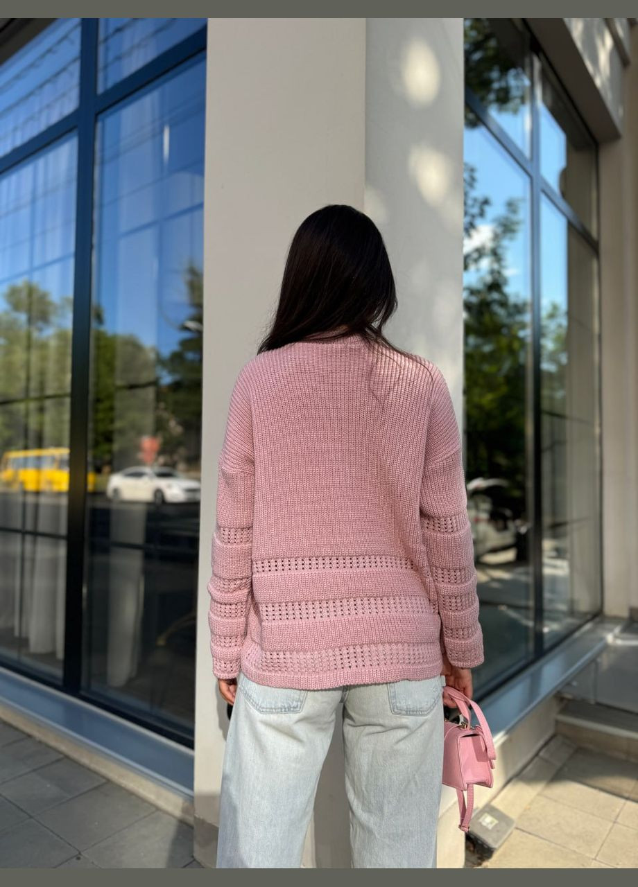 Розовый демисезонный женский базовый свитер розового цвета 30179 No Brand