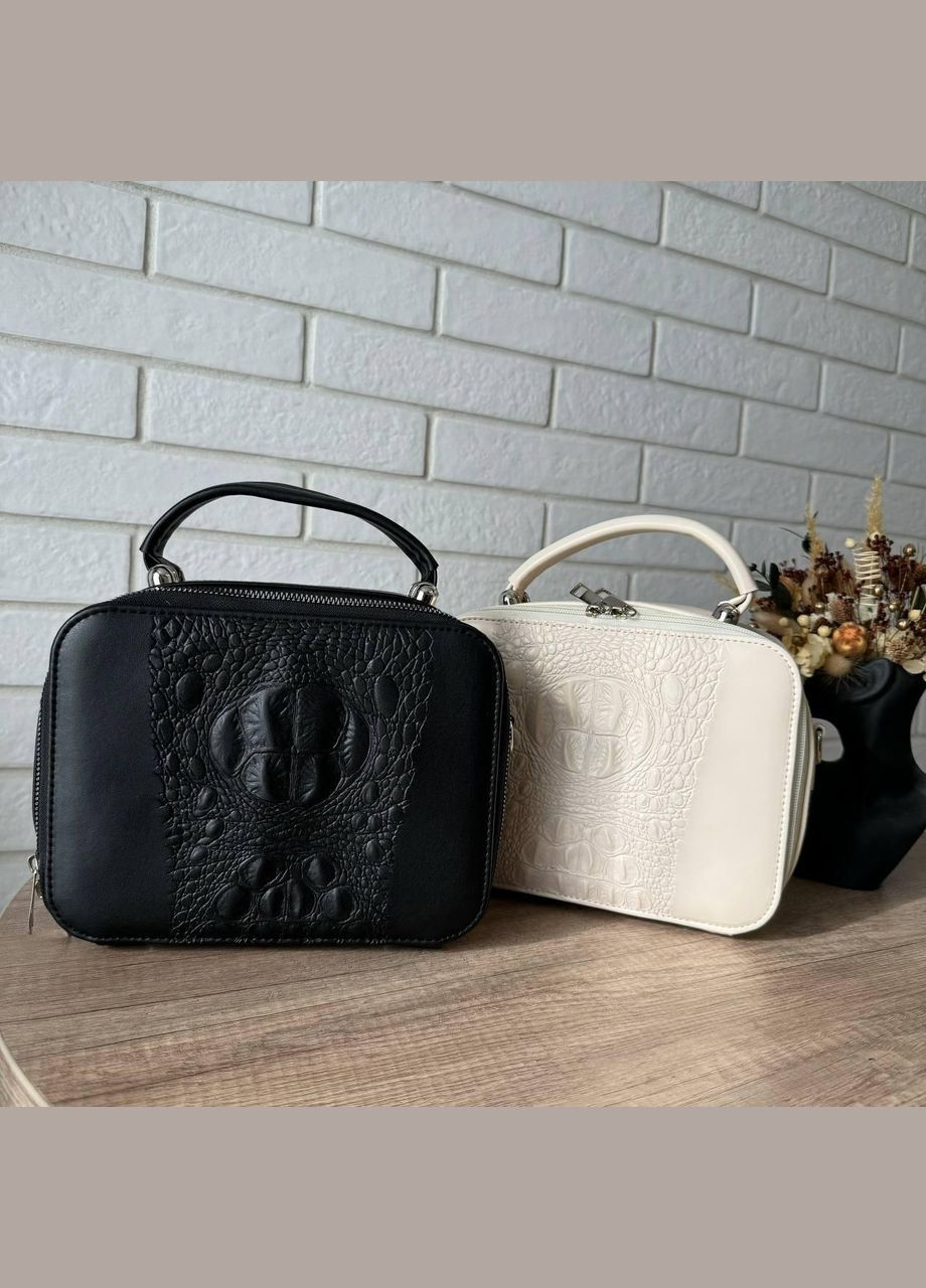 Жіноча каркасна міні сумочка клатч з 3Д тисненням чорна рептилія (sku_760С) No Brand (330575690)