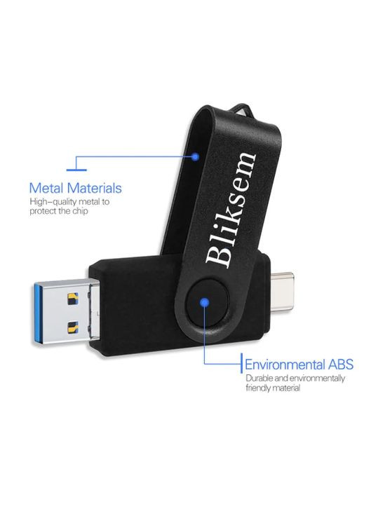 Флешка Bliksem USB 2.0 OTG 64 ГБ металева скоба (3в1) USB + Type-C + USB micro Black Jaster (297869033)