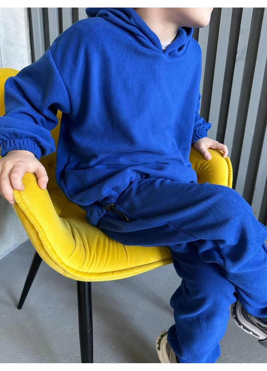 Синий демисезонный костюм базовый детский унисекс,двусторонний флис,не кшлатиться,не линяет,кофта с капюшоном и брюки Україна