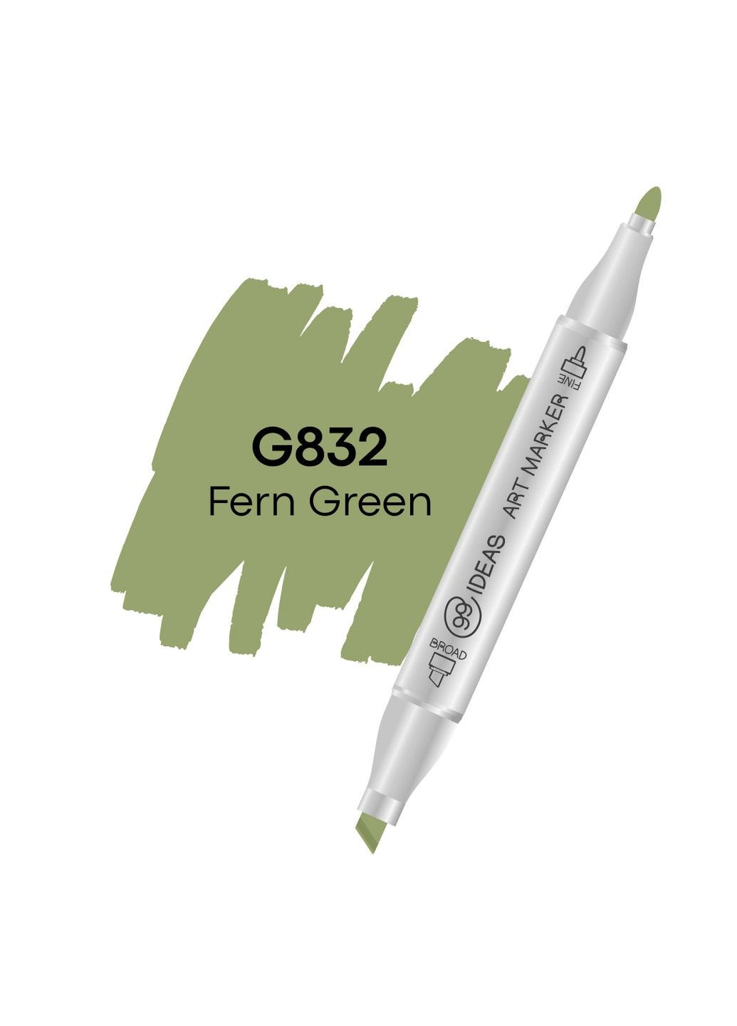 Маркер двусторонний Зеленый папоротник, G832, 99IDEAS (329144091)