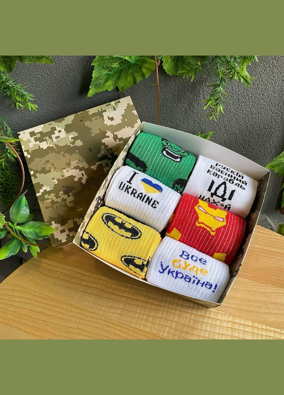 Комбинированные бокс мужских носков 40-45 на 6 пар в подарочной коробке Vakko (307009101)