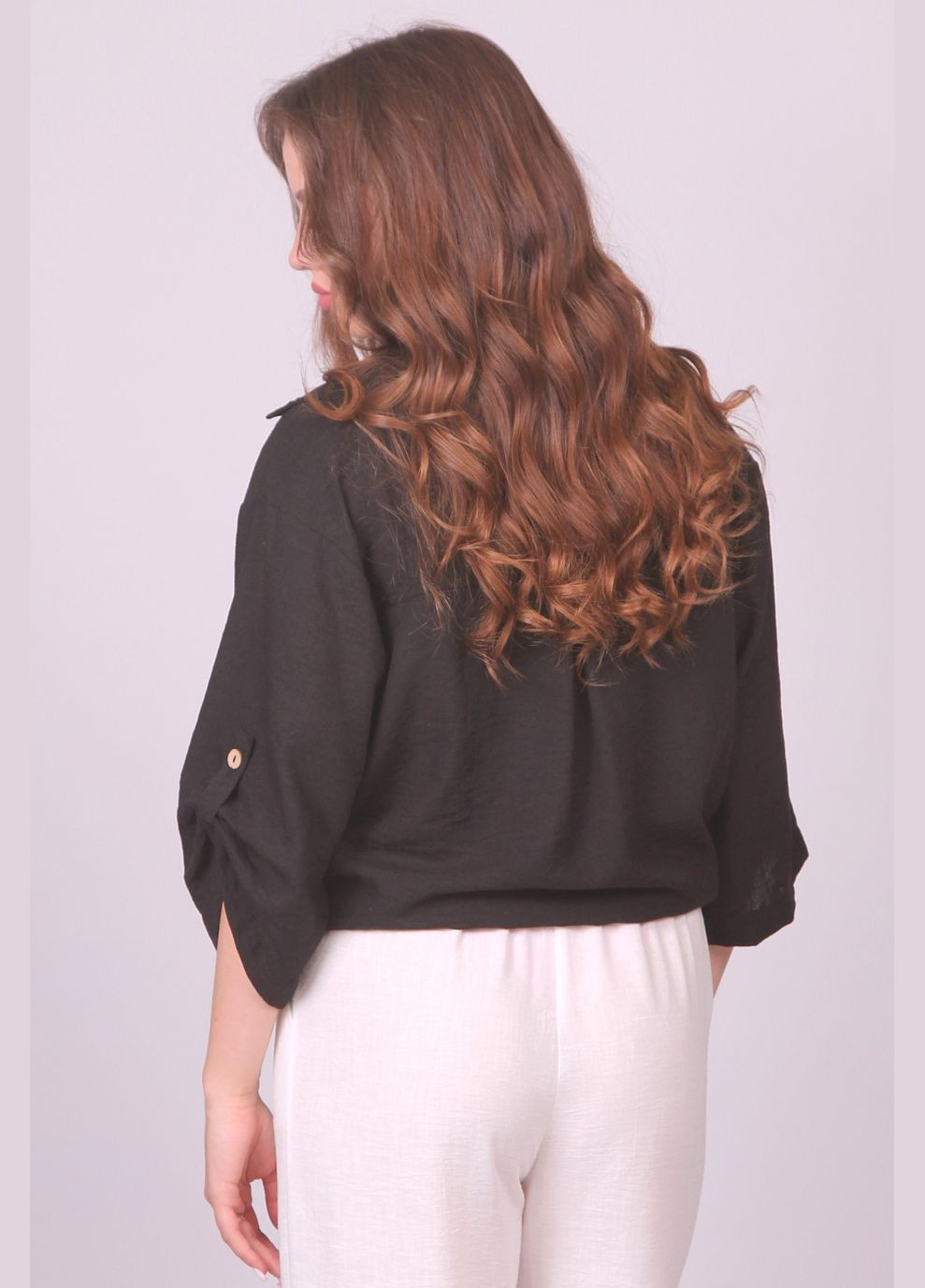 Черная кэжуал рубашка меланж Актуаль