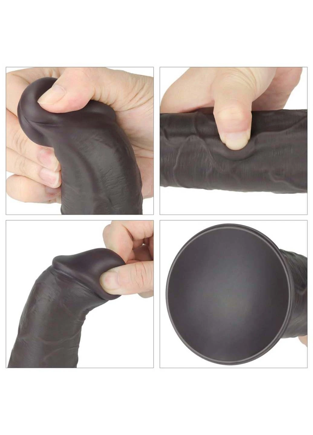Двошаровий вібратор на присосці Dual Layered Platinum Silicone Rotator Black 8.0 Lovetoy (305570633)