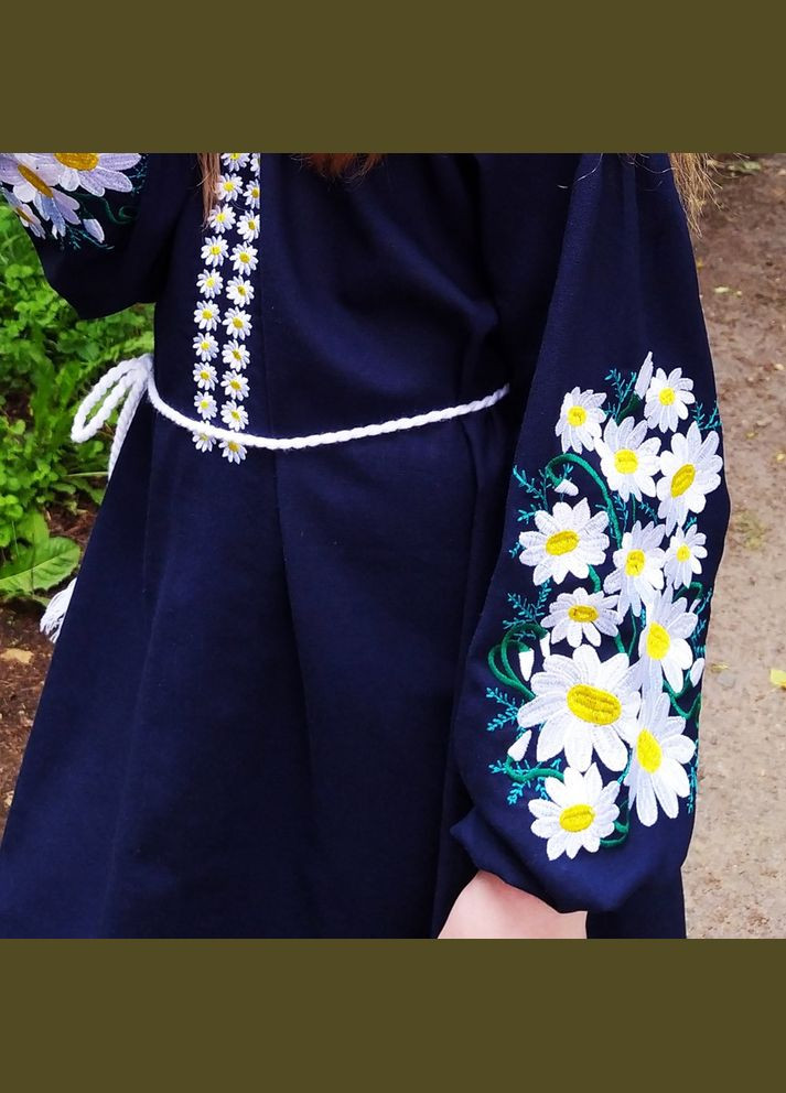 Синее синее вышитое платье для девочки Козачок (308020344)