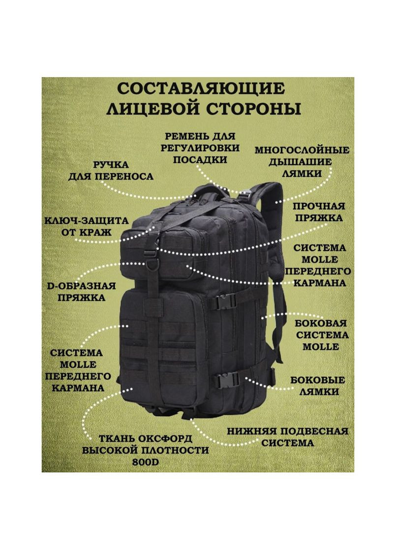Тактичний рюкзак 1000D для військових, полювання, риболовлі, походів, подорожей та спорту Tactic (294336957)