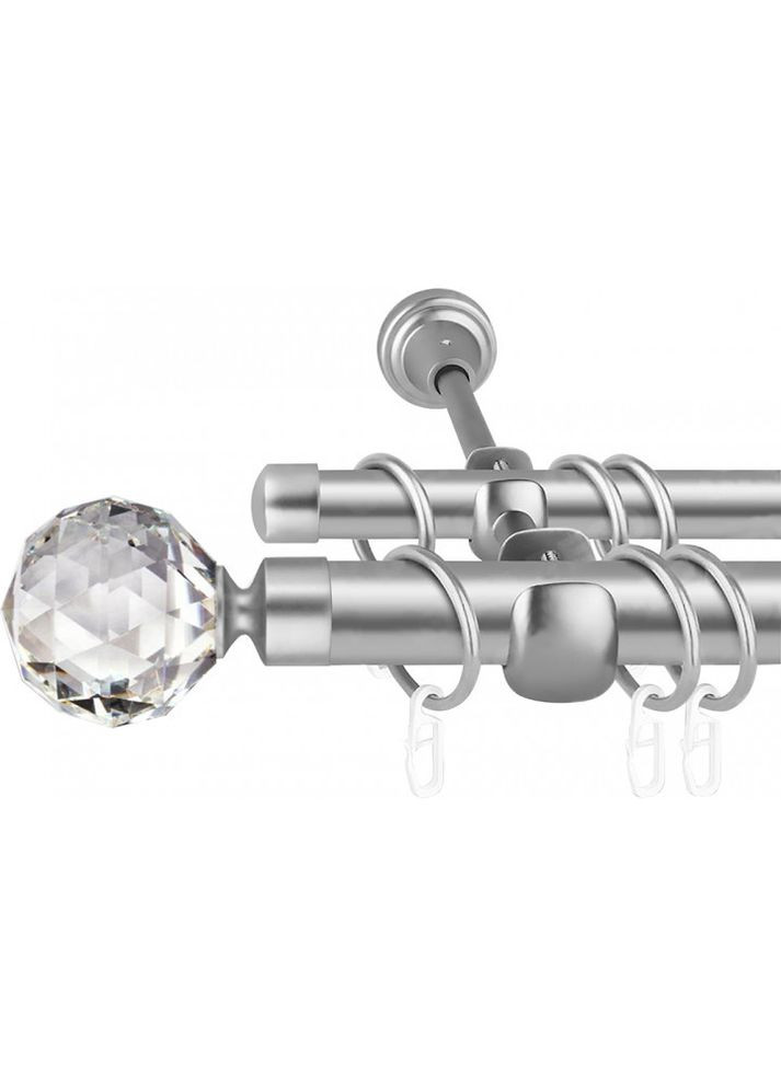 Карниз для штор Люмиера металлический двухрядный гладкая труба кольцо металлическое Сатин 25\19 мм 240см ORVIT (299335469)