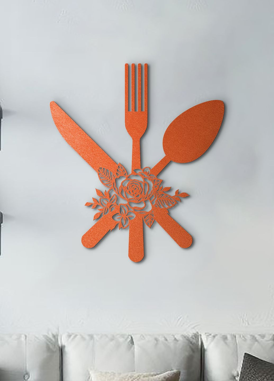 Современная картина на кухню, декоративное панно из дерева "Столовые приборы", стиль лофт 50х60 см Woodyard (291882389)