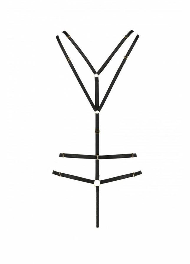 Черный демисезонный открытое боди из стреп meggy black – exclusive Passion