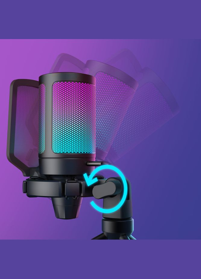 УЦІНКА! Мікрофон конденсаторний AMPLIGAME A6V ігровий, з RGB-підсвіткою для ПК, PS4, PS5 Чорний Fifine (300523968)