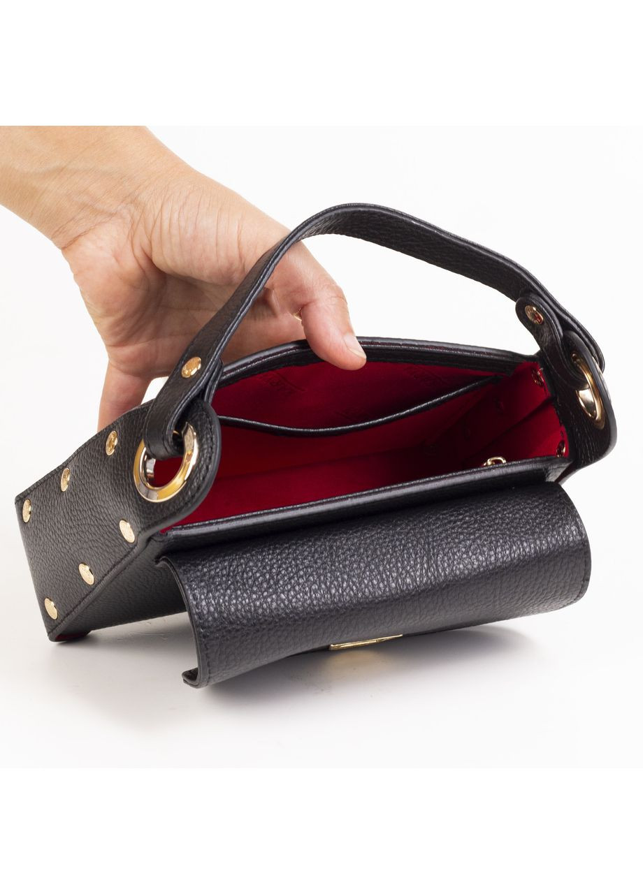 Маленька жіноча шкіряна сумка 2579-45 чорна Karya (367735243)