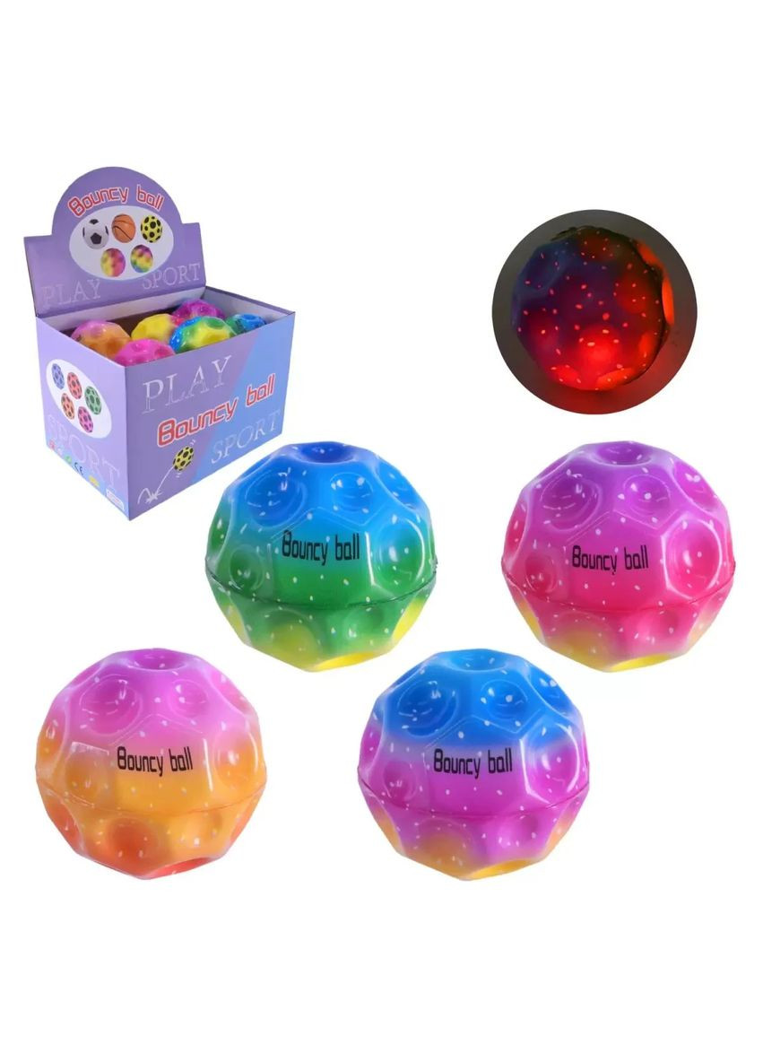М'яч дитячий стрибунчик зі світлом Bouncy Graviti ball 8 см PR2452 Ціна за бокс 12 штук No Brand (362435428)