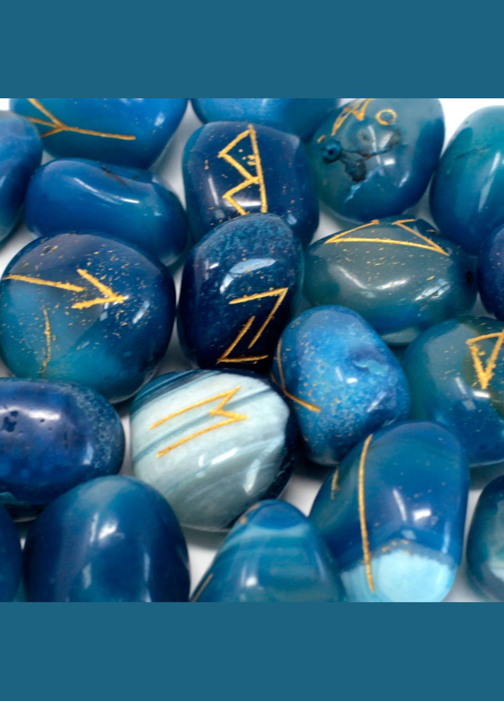 Скандинавські руни з натурального каміння. Набір із Синього ониксу з мішечком No Brand (300159247)