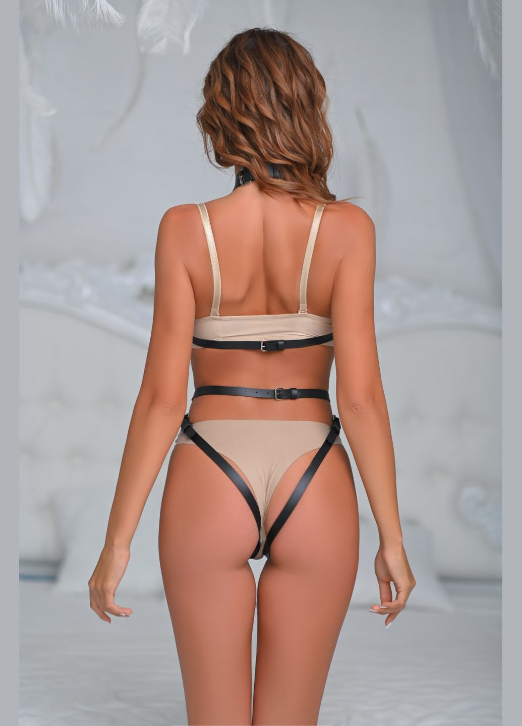 Еко шкіра комплект на все тіло портупей гартери Needle 329e No Brand (296666430)