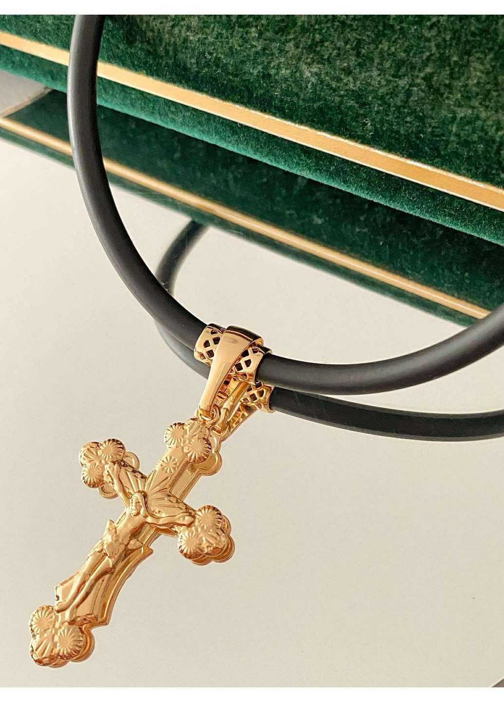 Каучук 47см-52см + Крестик. Позолота. Каучуковый Шнур, Шнурок No Brand (363330286)