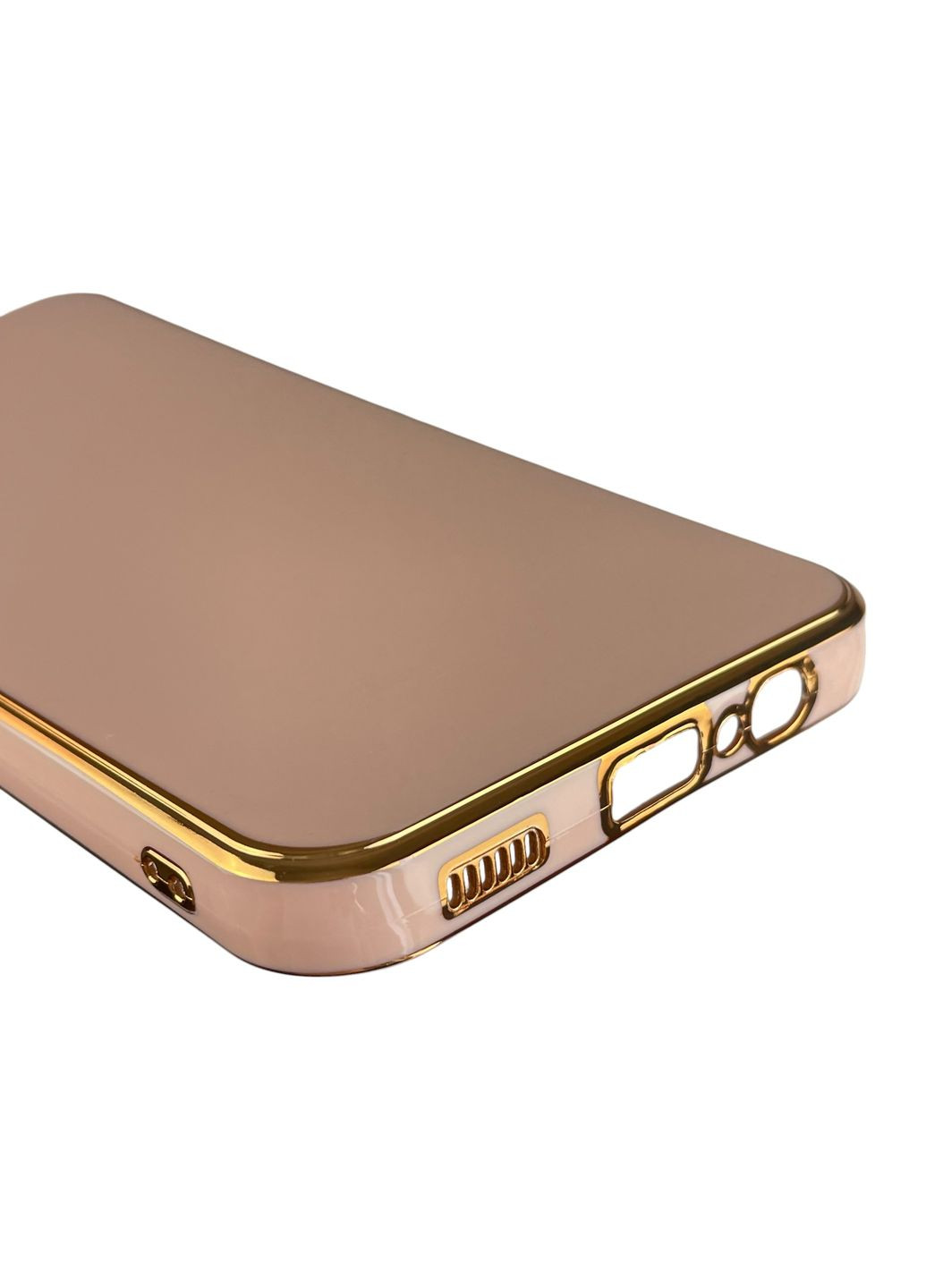 Чехол для Galaxy A14 5G SM-A146 глянцевый с золотой окантовкой защитой камеры на самсунг а14 пудровый Samsung (366021923)