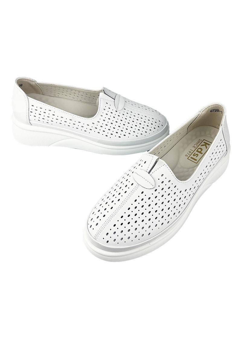 Мокасини жіночі перфорована шкіра білі 7020-1 Kadisailun (323137643)