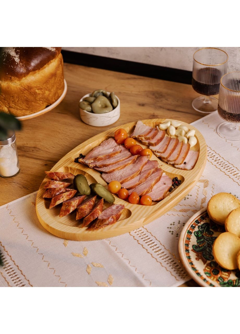 Менажница деревянная 40х25 см овальная на 3 секции, ясень T24W250 LUGI (368767402)