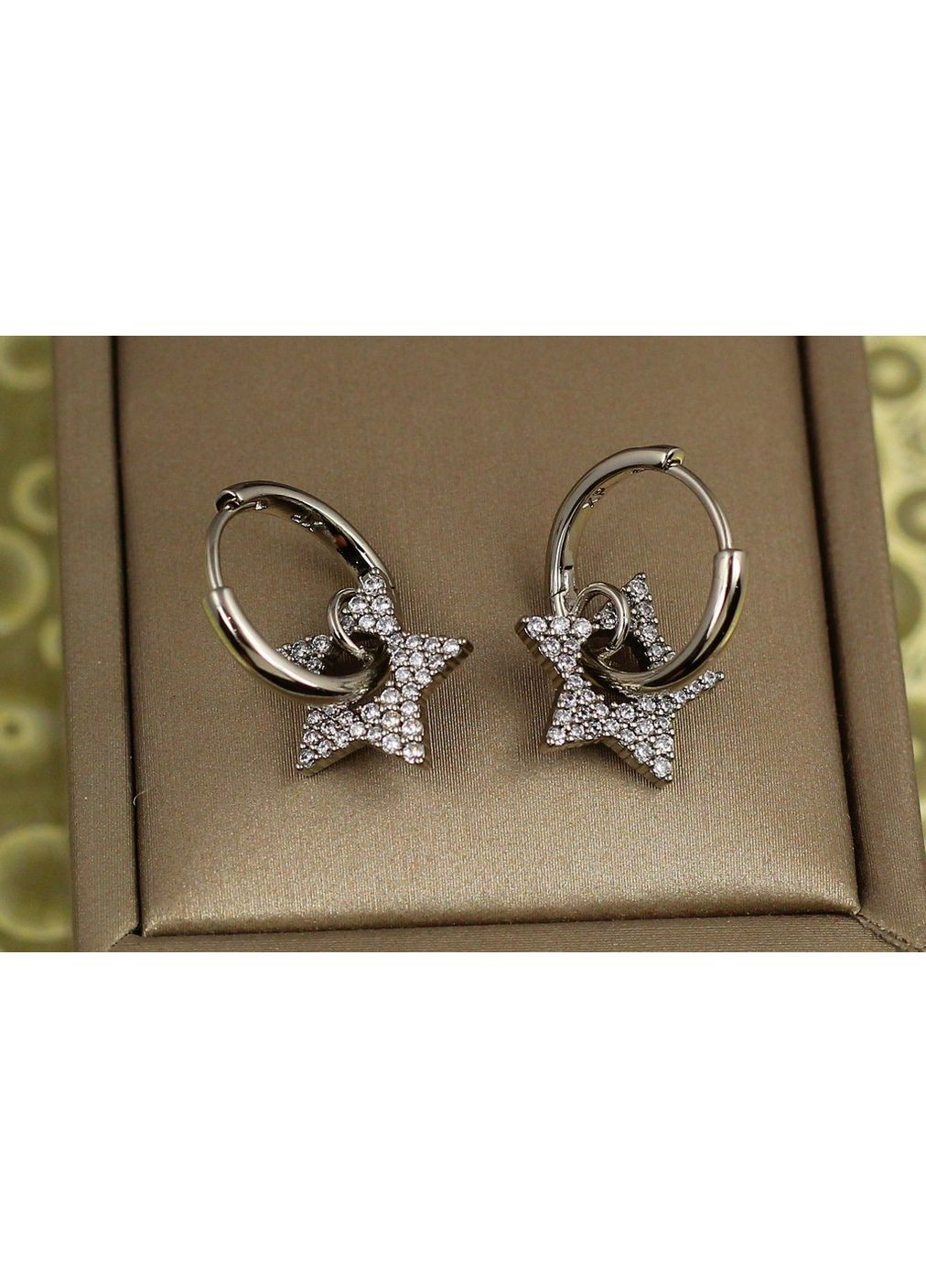 Сережки зірки з камінням 2 см сріблясті love-shopping Xuping Jewelry (354661719)