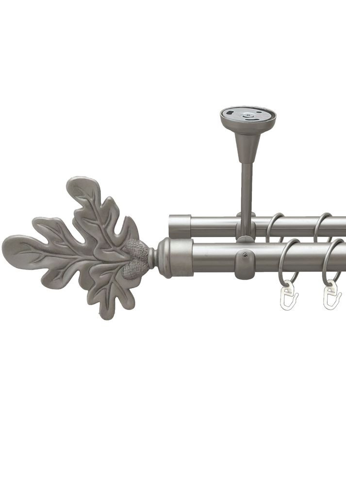 Карниз Листок Дуба металлический двухрядный открытый к потолку гладкая труба Сатин 25\19 мм 240 см (00-00023910) ORVIT (300846387)