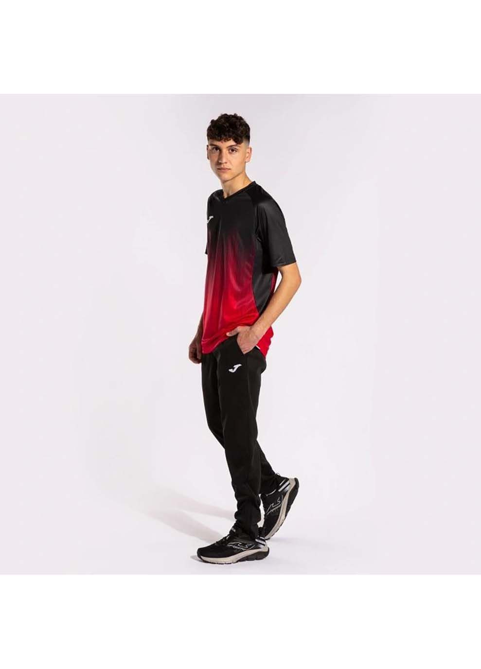 Комбінована футболка tiger iv чорний червоний Joma