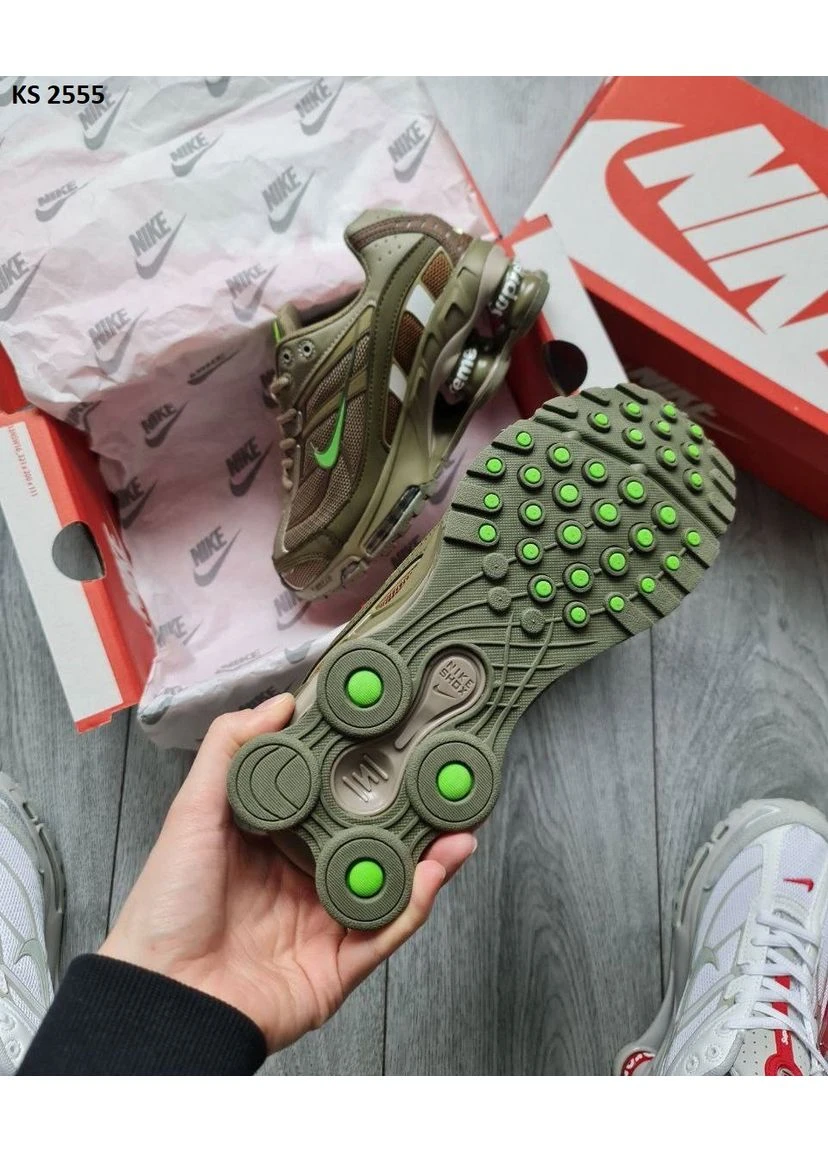 Зеленые демисезонные кроссовки мужские nike shox tl ride2 supreme green найк шокс тл зеленые No Brand