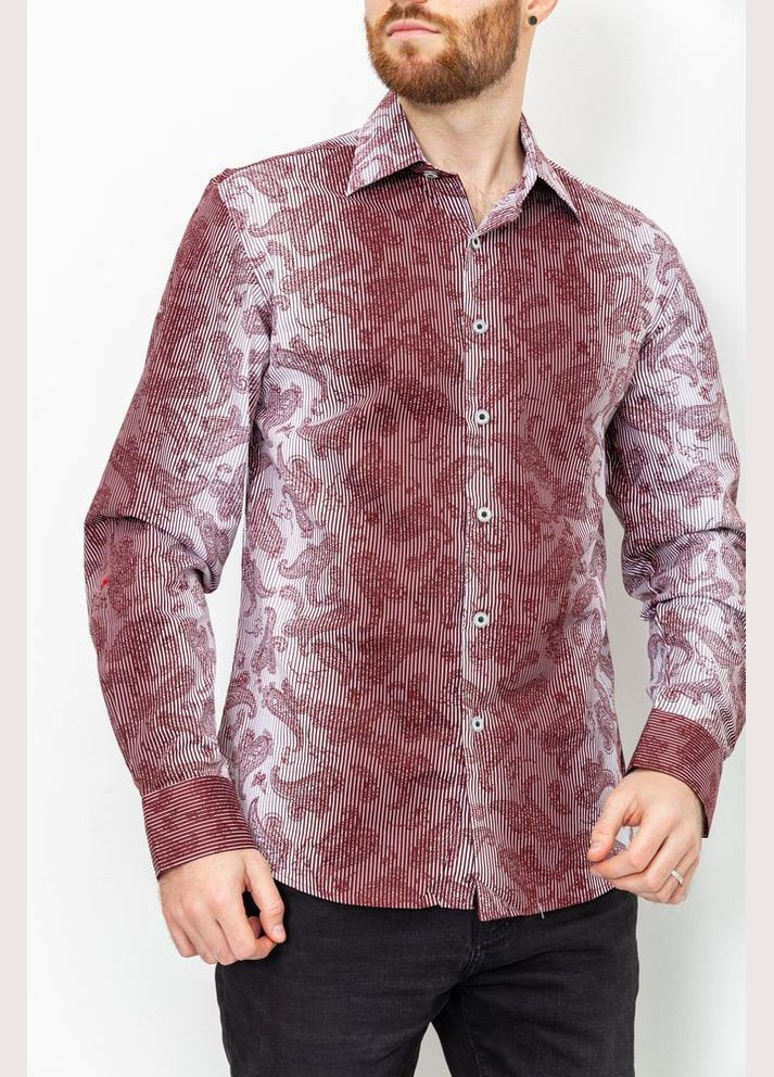 Бордовая классическая рубашка в полоску No Brand