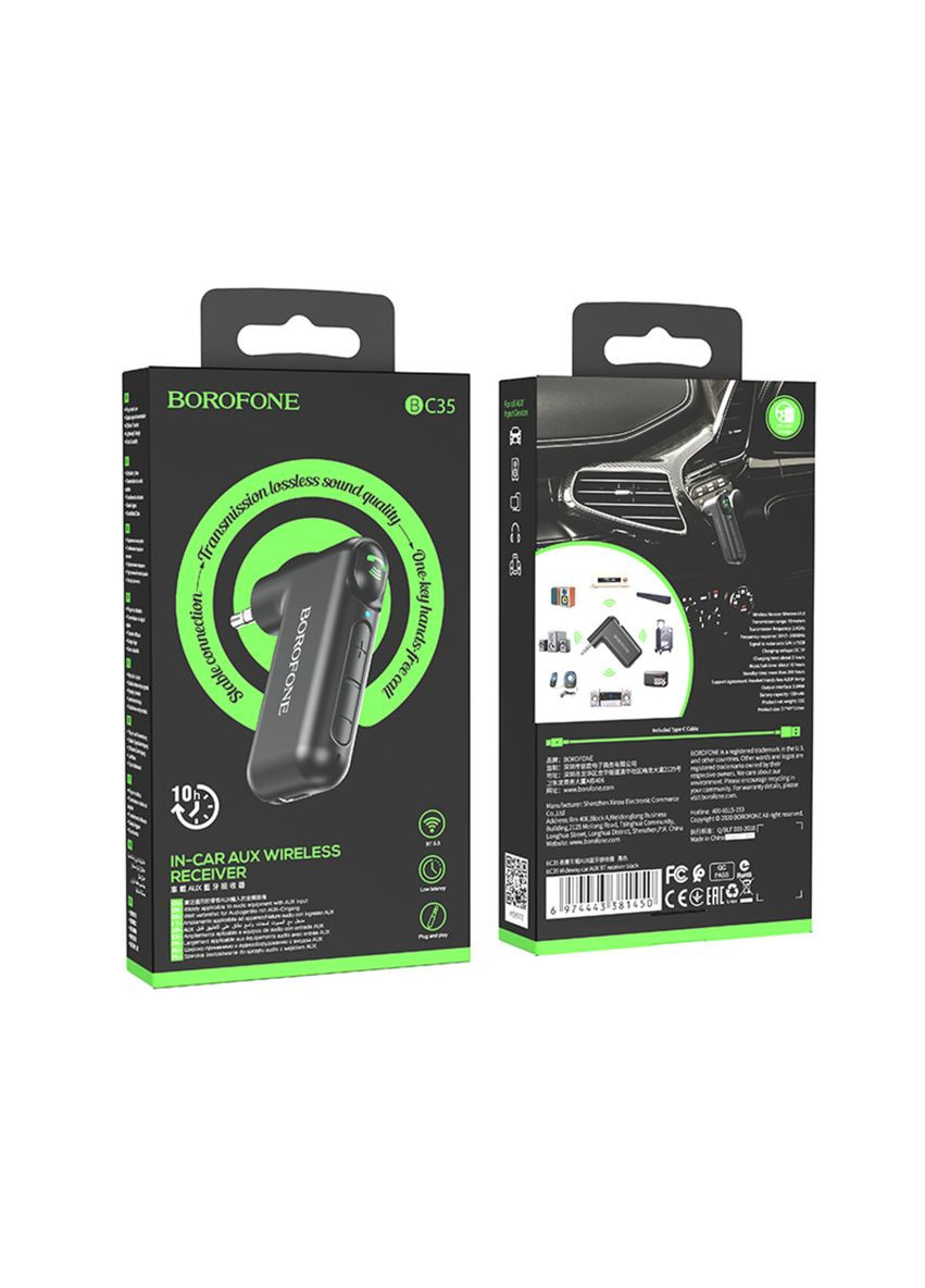 Bluetooth-ресивер car AUX BT receiver Black Borofone BC35 Wideway (340277588)