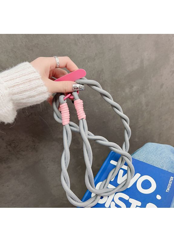 Універсальний ремінець-шнурок через плече для телефону зі шнура у вигляді кіски Сірий No Brand (328958177)