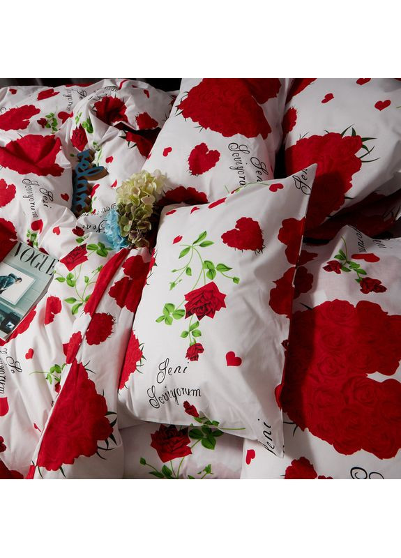 Комплект постільної білизни Бязь Gold Люкс двоспальні 175х210 наволочки 2х40х60 (MS-820009770) Moon&Star Scarlet Romance (356114798)