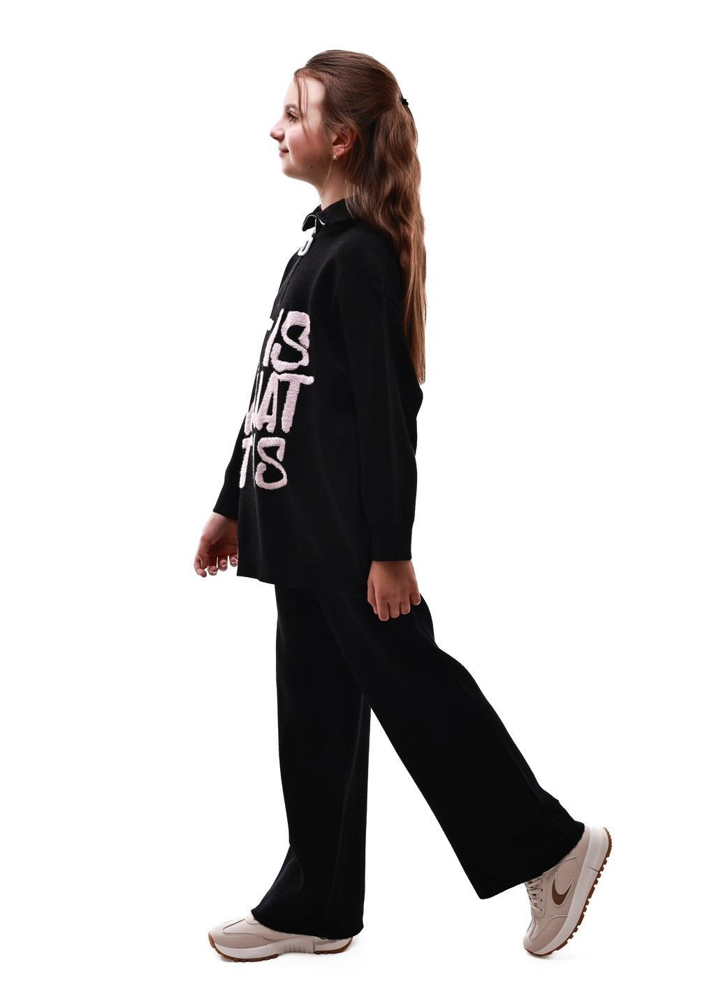 Черный зимний костюм брючный для девочки подростка M@C