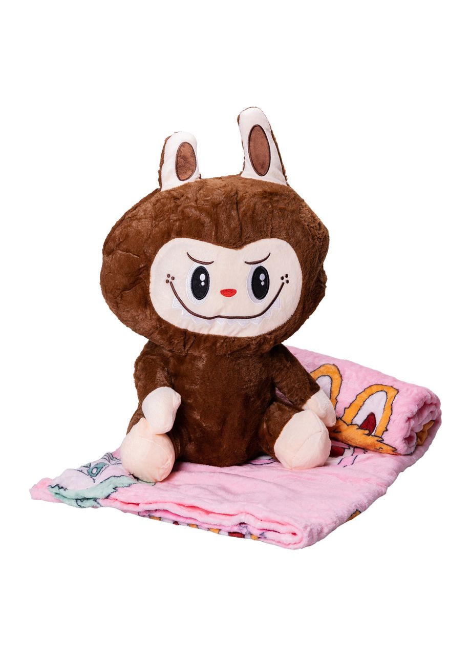 М'яка іграшка-плед, подушка 3 в 1 Лабубу 50 см Коричневий ТМ LAB2BR Colorful Home (370800513)