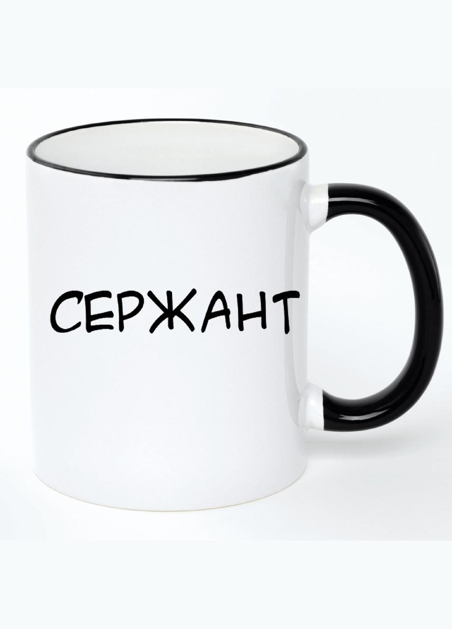 Чашка Сержант военное звание Украины (кружка, кружка) Белая с черной ручкой 330 мл No Brand (322712358)