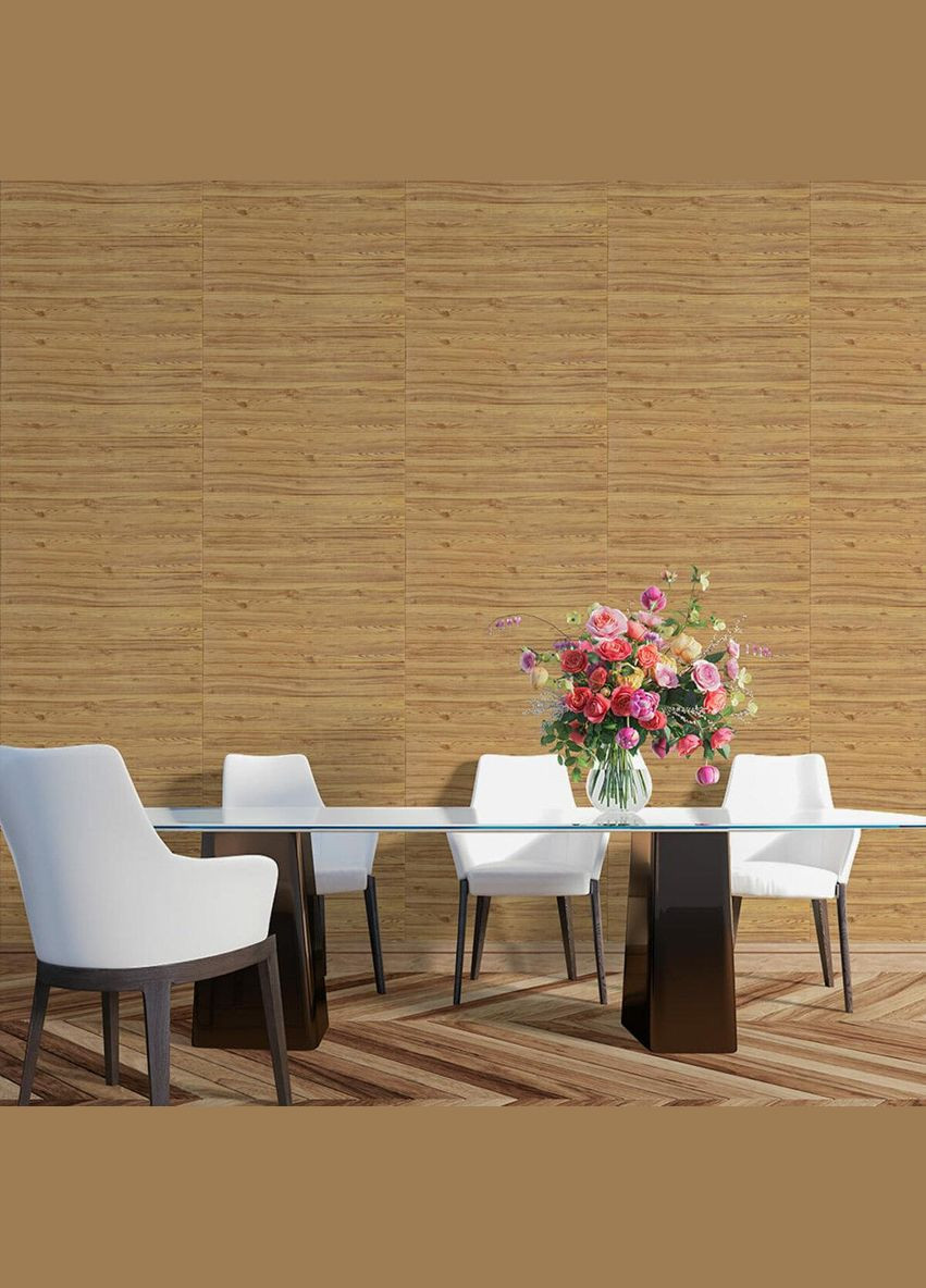 Самоклеющаяся декоративная 3D панель под дерево цвета золото 700х700х6мм (082) SW00000020 Sticker Wall (300372488)